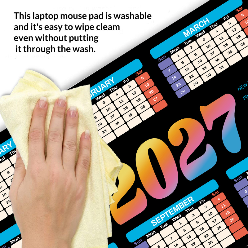 Tapis de souris avec calendrier de 2 ans 2027 – 2028, avec Logo personnalis&eacute;, pour ordinateur de bureau et de maison, grand tapis de bureau en caoutchouc antid&eacute;rapant, cadeau